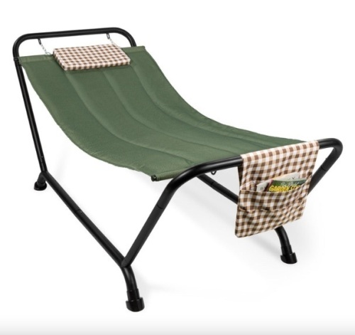 Outdoor Patio Hammock for Backyard, Garden w/ Stand, Pillow, Storage Pockets - Lot 125