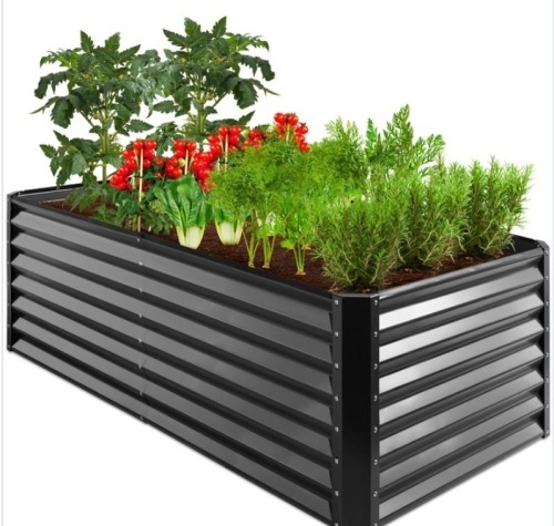 Outdoor Metal Raised Garden Bed for Vegetables, Flowers, Herbs - 6x3x2ft, Gray - Lot 132