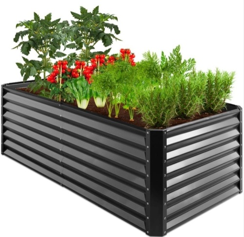 Outdoor Metal Raised Garden Bed for Vegetables, Flowers, Herbs - 6x3x2ft, Gray - Lot 133
