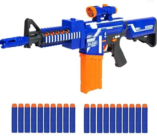 Motorized Foam Dart Blaster, Toy Combat Battle Set w/ Electric Motor, High-Capacity Drum, 20 Soft Darts, Long Distance Shooting - Multicolor - Lot 139