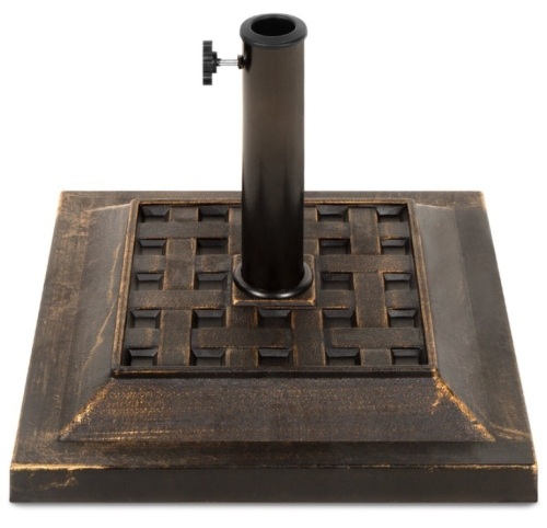 26lb Steel Square Patio Umbrella Base Stand, Basketweave Pattern - Lot 148