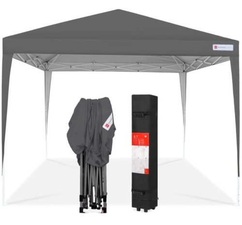 Outdoor Portable Pop Up Canopy Tent w/ Carrying Case, 10x10ft, Dark Gray - Lot 149