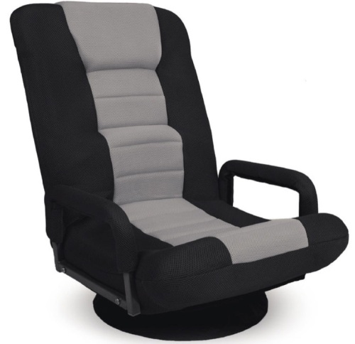 Gaming Floor Chair w/ 360-Degree Swivel, Armrest, Adjustable Backrest, Black/Gray - Lot 157