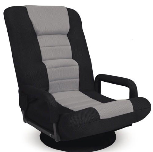 Gaming Floor Chair w/ 360-Degree Swivel, Armrest, Adjustable Backrest, Black/Gray - Lot 164