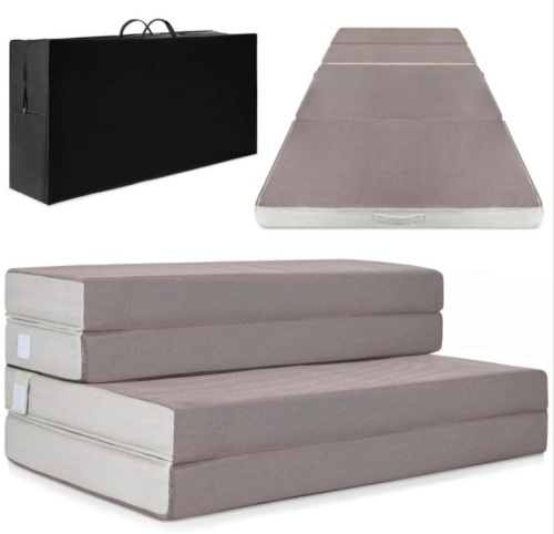 Folding Portable Mattress Topper w/ Plush Foam - 4in, Full - Lot 169