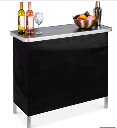 Portable Pop-Up Bar Table w/ Carrying Case, Removable Skirt - Lot 189