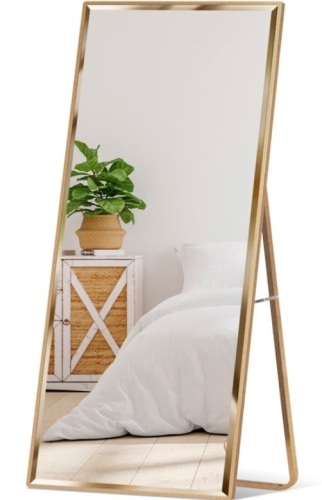 Large Full Length Mirror, Wall Hanging & Leaning Floor Mirror - 65x22in, Gold - Lot 191