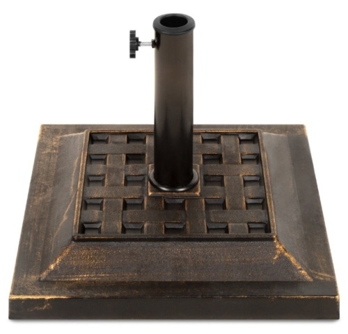 26lb Steel Square Patio Umbrella Base Stand, Basketweave Pattern - Lot 195