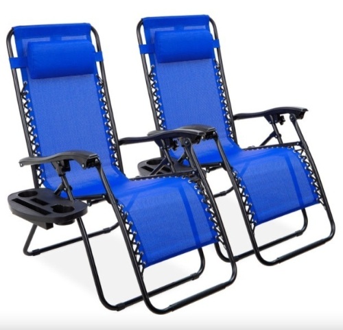 Set of 2 Adjustable Zero Gravity Patio Chair Recliners w/ Cup Holders - Lot 216