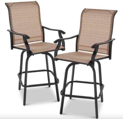 Set of 2 Swivel Barstools w/ 360 Rotation, All-Weather Mesh - Lot 217