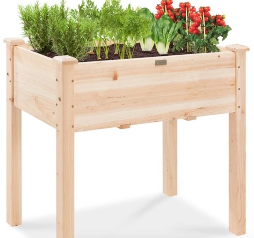 Raised Garden Bed, Elevated Wood Garden Planter Stand, 34x18x30in - Lot 295