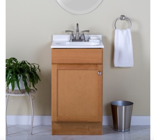 18-in Golden Single Sink Bathroom Vanity with White Cultured Marble Top - Lot 274