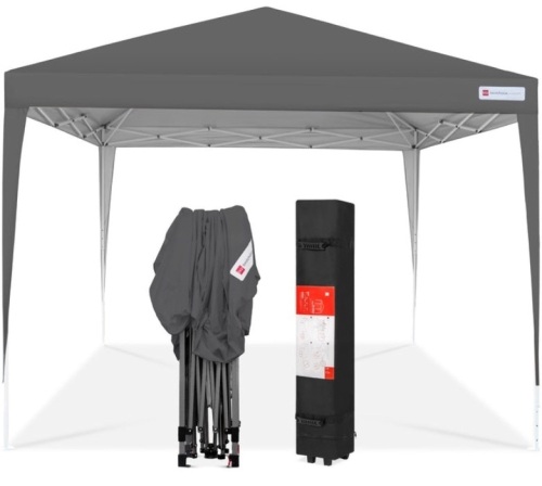 Outdoor Portable Pop Up Canopy Tent w/ Carrying Case, 10x10ft, Dark Gray - Lot 322