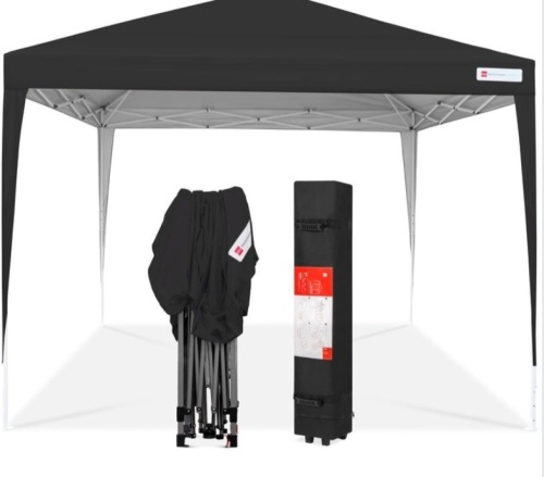Outdoor Portable Pop Up Canopy Tent w/ Carrying Case, 10x10ft, Black - Lot 324