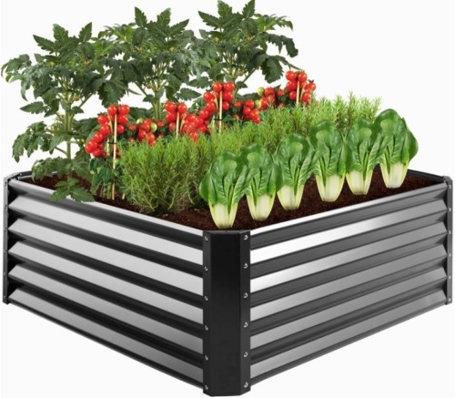 Outdoor Metal Raised Garden Bed for Vegetables, Flowers, Herbs - 4x4x1.5ft - Lot 335