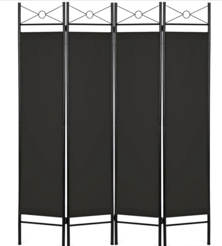 4-Panel Folding Privacy Screen Room Divider Decoration Accent, 6ft, Black - Lot 342