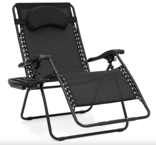 Oversized Reclining Zero Gravity Chair Lounger w/ Cup Holder, Pillow - Lot 346