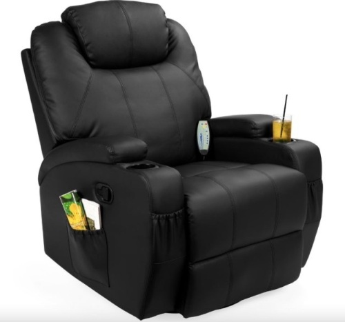 Faux Leather Swivel Glider Massage Recliner Chair w/ Remote Control, 5 Modes - Lot 364