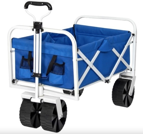 Folding Utility Wagon Cart w/ Oversized Wheels, Steel Frame, 150lb Capacity - Lot 371