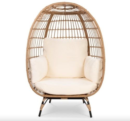 Wicker Egg Chair Oversized Indoor Outdoor Patio Lounger - Lot 375