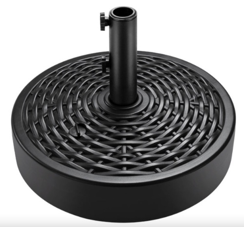 Plastic Faux Wicker Patio Umbrella Base Accessory w/ 2 Adjustment Knobs - Lot 398