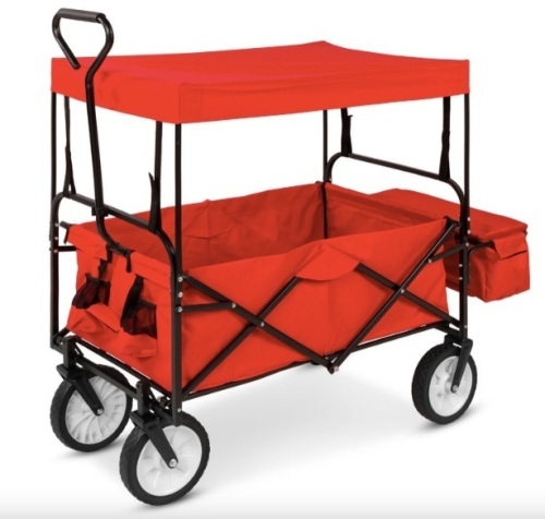 Utility Wagon Cart w/ Folding Design, 2 Cup Holders, Removable Canopy - Lot 402