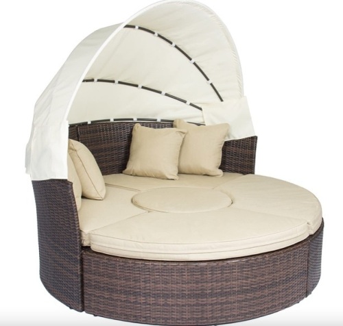Best Choice Products Retractable Canopy Wicker Daybed for Outdoor - Beige - Lot 406