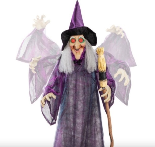 Wicked Wanda Standing Animatronic Witch with Sounds, LED Eyes - 5ft - Lot 436