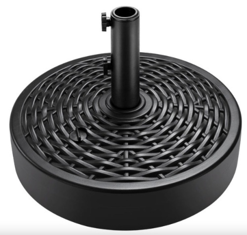 Plastic Faux Wicker Patio Umbrella Base Accessory w/ 2 Adjustment Knobs - Lot 439