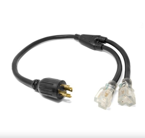 3 ft. 10-Gauge SJTW Generator Extension Cord Splitter (converts L14-30R to two 5-20R outlets) - Lot 469