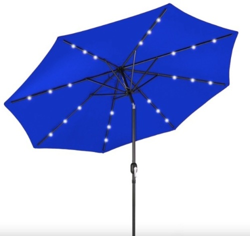 Solar LED Lighted Patio Umbrella w/ Tilt Adjustment, UV-Resistance - 10ft - Lot 479