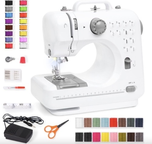 6V Portable Foot Pedal Sewing Machine w/ 12 Stitch Patterns - Lot 493