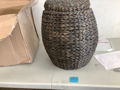 Repackaged* Vintage Hyacinth Storage Tote Basket, Organizer w/ Lid - Lot 2157
