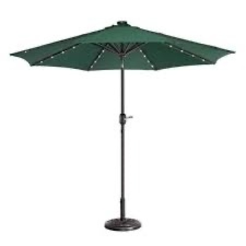 Outdoor Solar Patio Umbrella w/ Push Button Tilt, Crank Lift - 7.5ft - Lot 2522