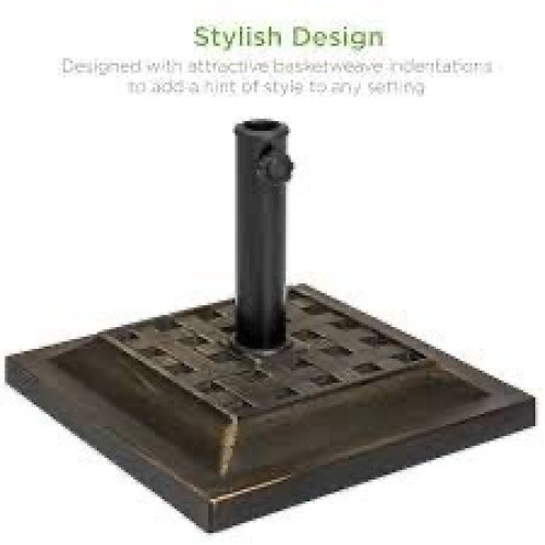 26lb Steel Square Patio Umbrella Base Stand, Basketweave Pattern - Lot 2542
