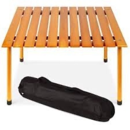 Foldable Indoor Outdoor Wooden Table w/ Carrying Case - 28x28in - Lot 2546