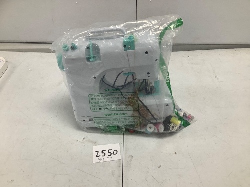 (USED) 6V Portable Foot Pedal Sewing Machine w/ 12 Stitch Patterns - Lot 2550