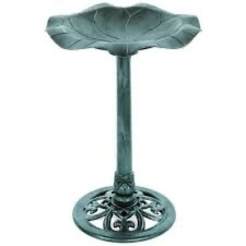 Lily Leaf Pedestal Bird Bath Decoration Accent w/ Floral Accents - Lot 2575