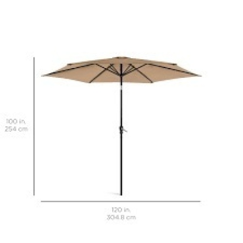 Outdoor Steel Market Patio Umbrella Decoration w/ Tilt, Crank Lift - 10ft - Lot 2580