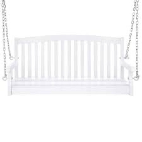 Wooden Curved Back Hanging Porch Swing Bench w/ Mounting Chains - 48in - Lot 2581