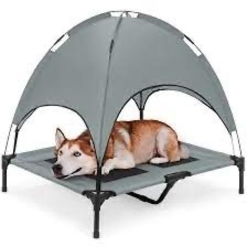 36in Outdoor Raised Cooling Pet Dog Bed w/ Canopy, Travel Bag - Lot 2618