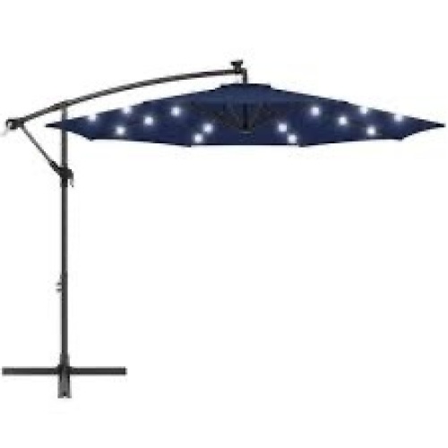 Solar LED Offset Hanging Patio Umbrella w/ Crank Tilt Adjustment - 10ft - Lot 2622