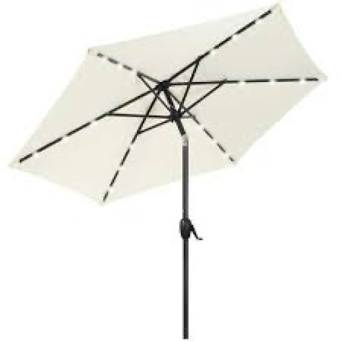 Outdoor Solar Patio Umbrella w/ Push Button Tilt, Crank Lift - 7.5ft - Lot 2627