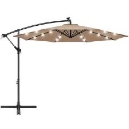 Solar LED Offset Hanging Patio Umbrella w/ Crank Tilt Adjustment - 10ft - Lot 2641