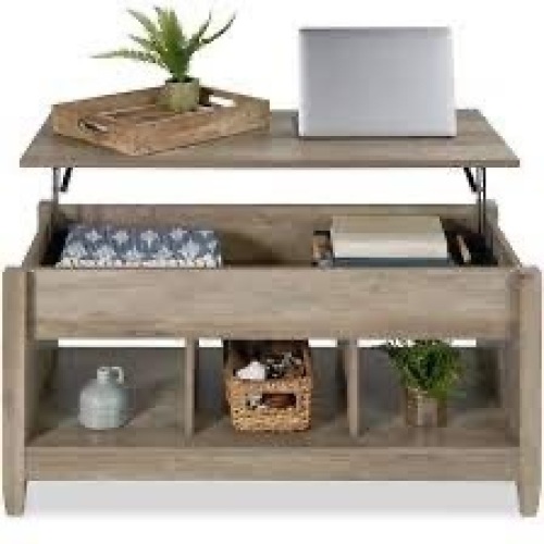 Multifunctional Lift Top Coffee Table w/ Hidden Storage, 3 Cubbies - Lot 3673