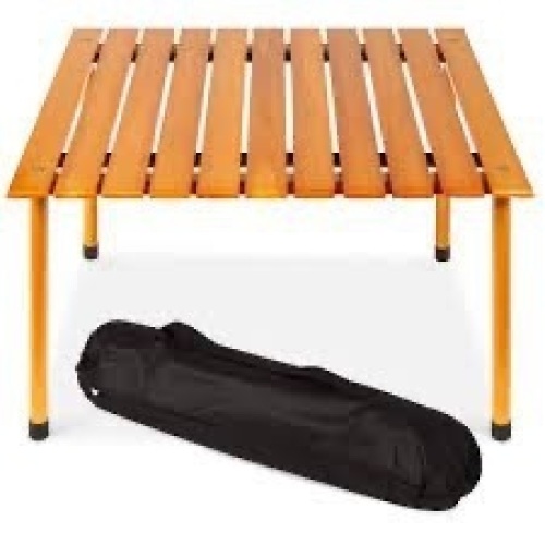 Foldable Indoor Outdoor Wooden Table w/ Carrying Case - 28x28in - Lot 3669