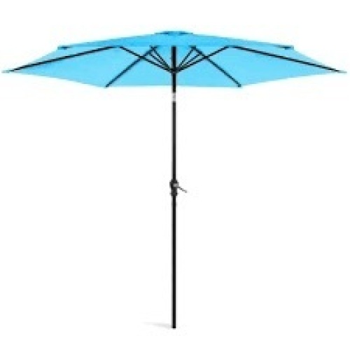 Outdoor Steel Market Patio Umbrella Decoration w/ Tilt, Crank Lift - 10ft - Lot 3681