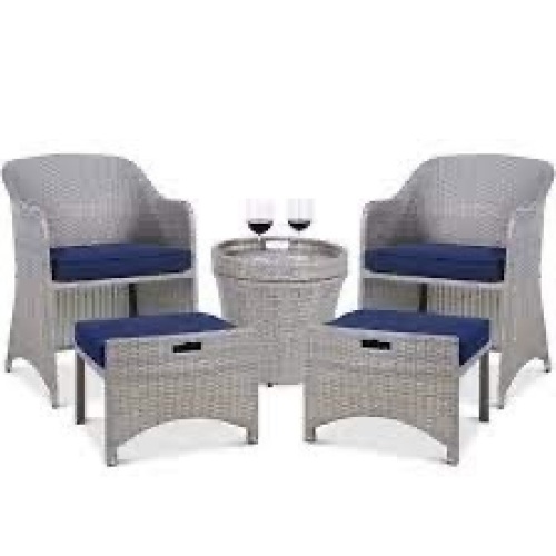 5-Piece Outdoor Wicker Bistro Set w/ Side Storage Table, No Assembly - Lot 3689