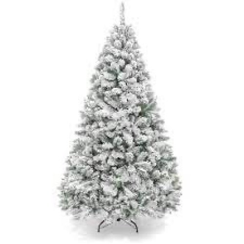 Premium Snow Flocked Artificial Pine Christmas Tree w/ Foldable Metal Base - Lot 3737