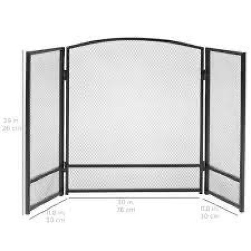 3-Panel Simple Steel Mesh Fireplace Screen w/ Rustic Worn Finish - 47x29in - Lot 2192